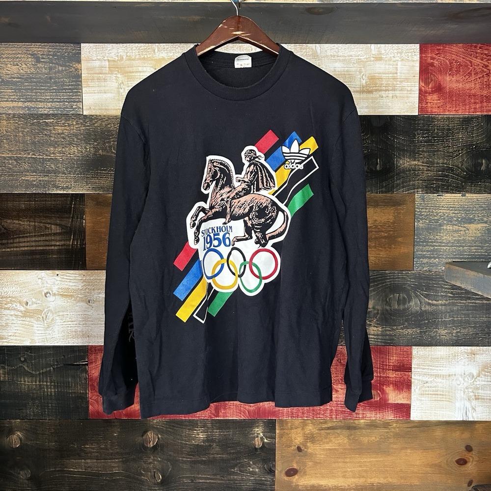 Vintage Adidas Stockholm 1956 Olympic 1952 Helsinki T Shirt Longsleeve Crewneck